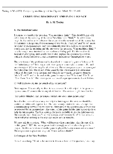 Computing Machinery and Intelligence